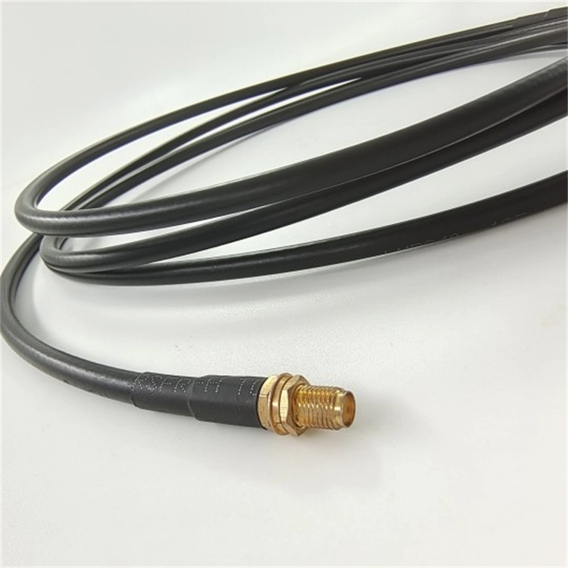 2500mm Electrical Waterproof RF Coaxial LMR240 Cable Jumper Assembly with SMA Female Bulkhead Crimp to SMA Male Right Angle Crimp Connectors